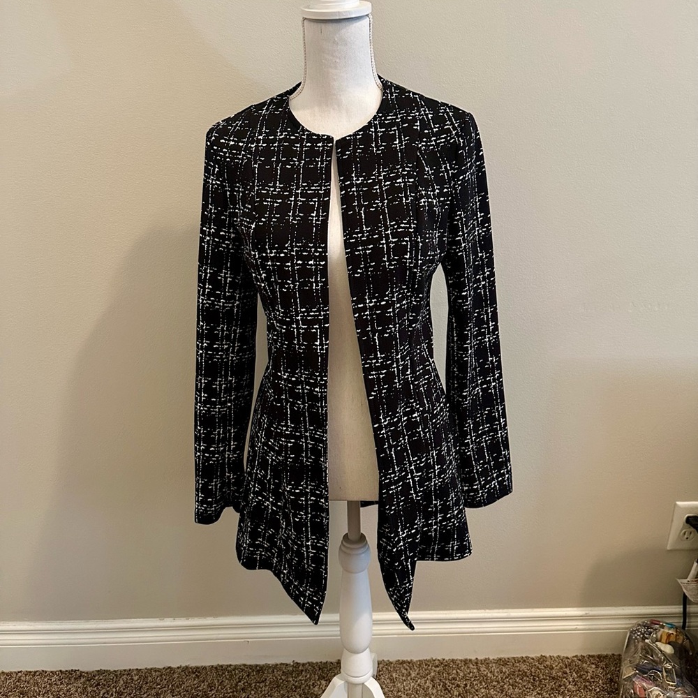 Black and White Textured Cardigan Sweater